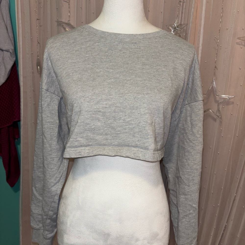 Missguided Gray Long Sleeve Crop Top